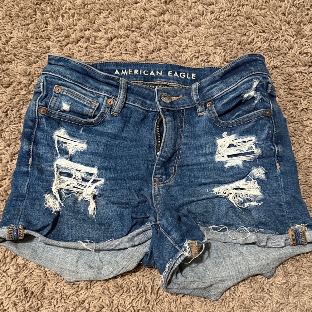American Eagle Outfitters Ripped Blue Jean Shorts
